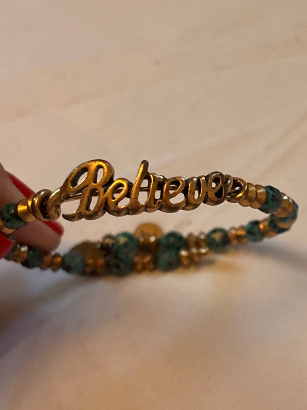 "Believe" beaded wrap bangle bracelet from Alex and Annie